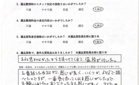 札幌の遺品整理想いてをご利用された方の声